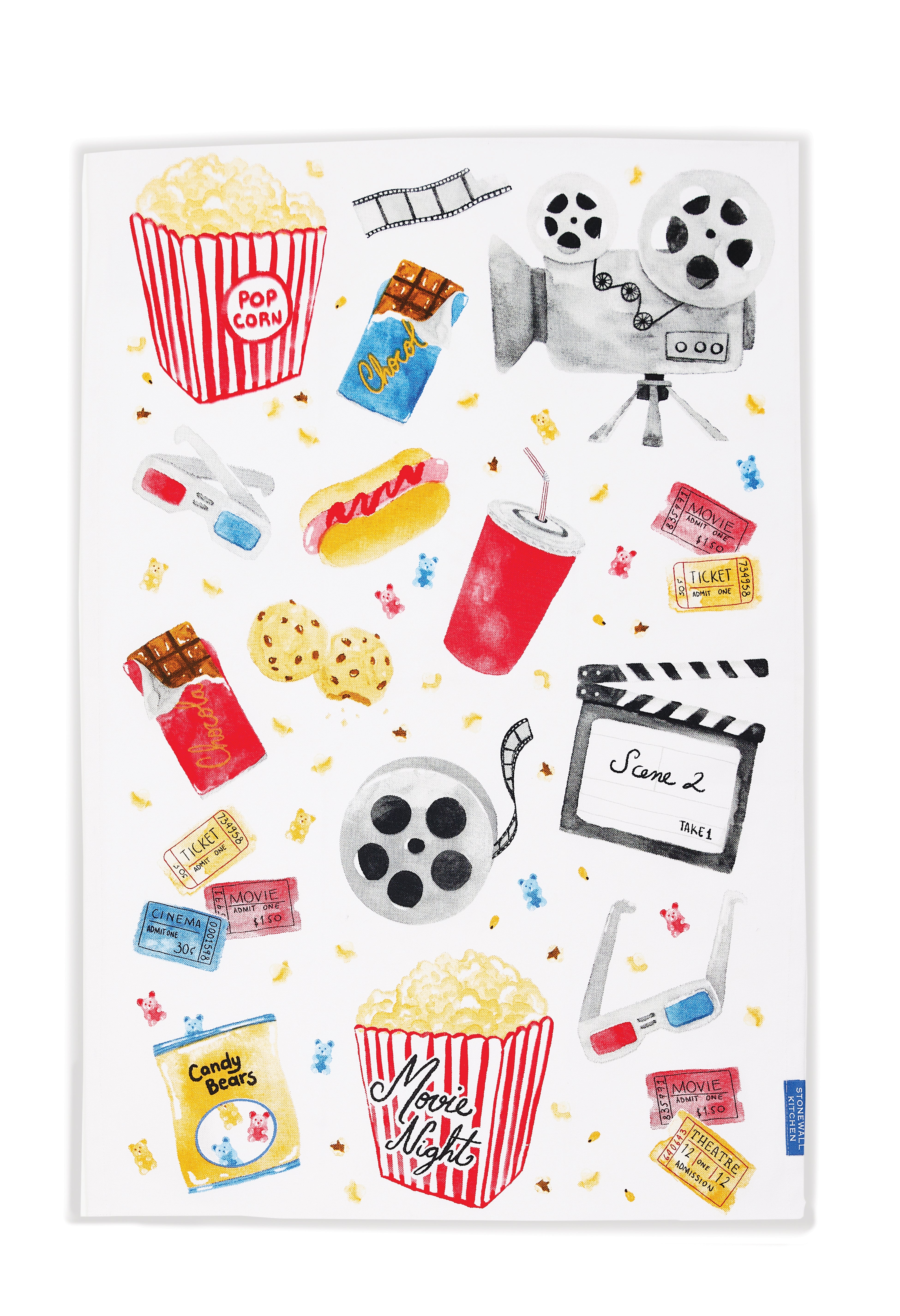 Stonewall Kitchen Movie Night Tea Towel - Olive Oil Etcetera