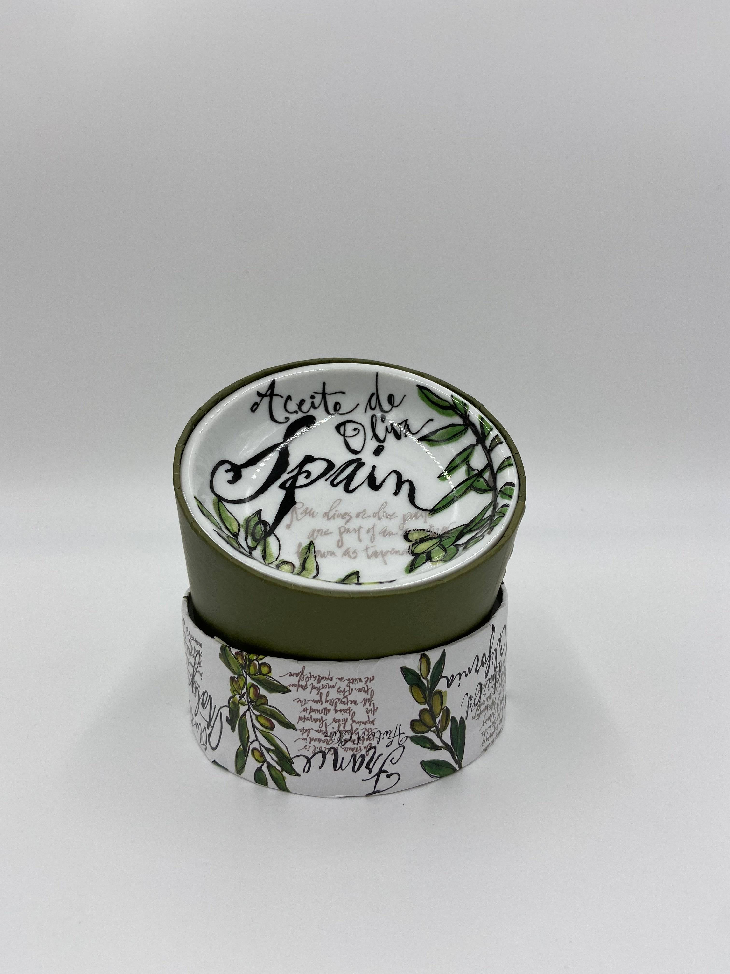 Rosanna Imports Dipping Dishes - Set of 4 (Green Olive Oil Design) - Olive Oil Etcetera