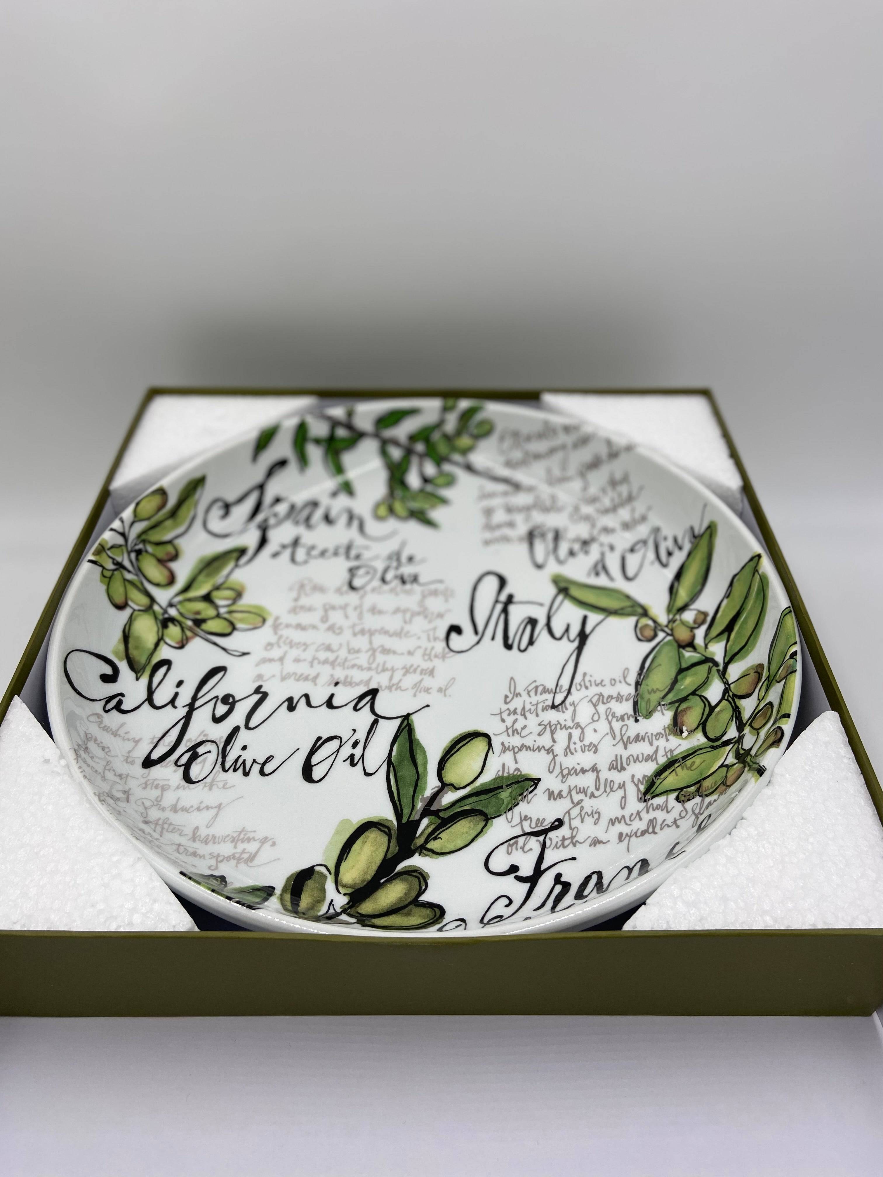 Rosanna Pasta/Serving Bowl - Olive Green Design (13in) - Olive Oil Etcetera