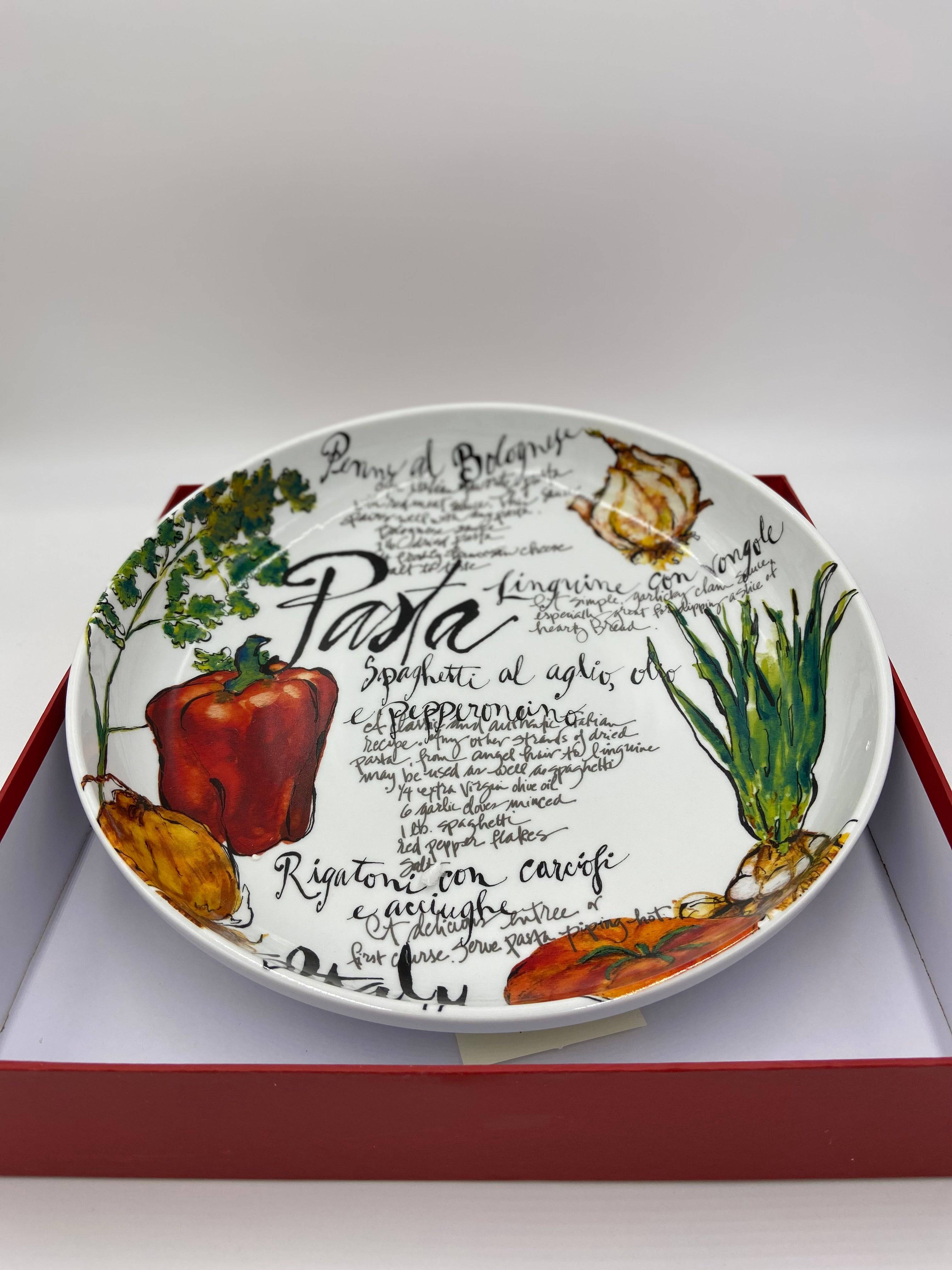 Rosanna Pasta/Serving Bowl - Red Pasta Design (13 inch) - Olive Oil Etcetera