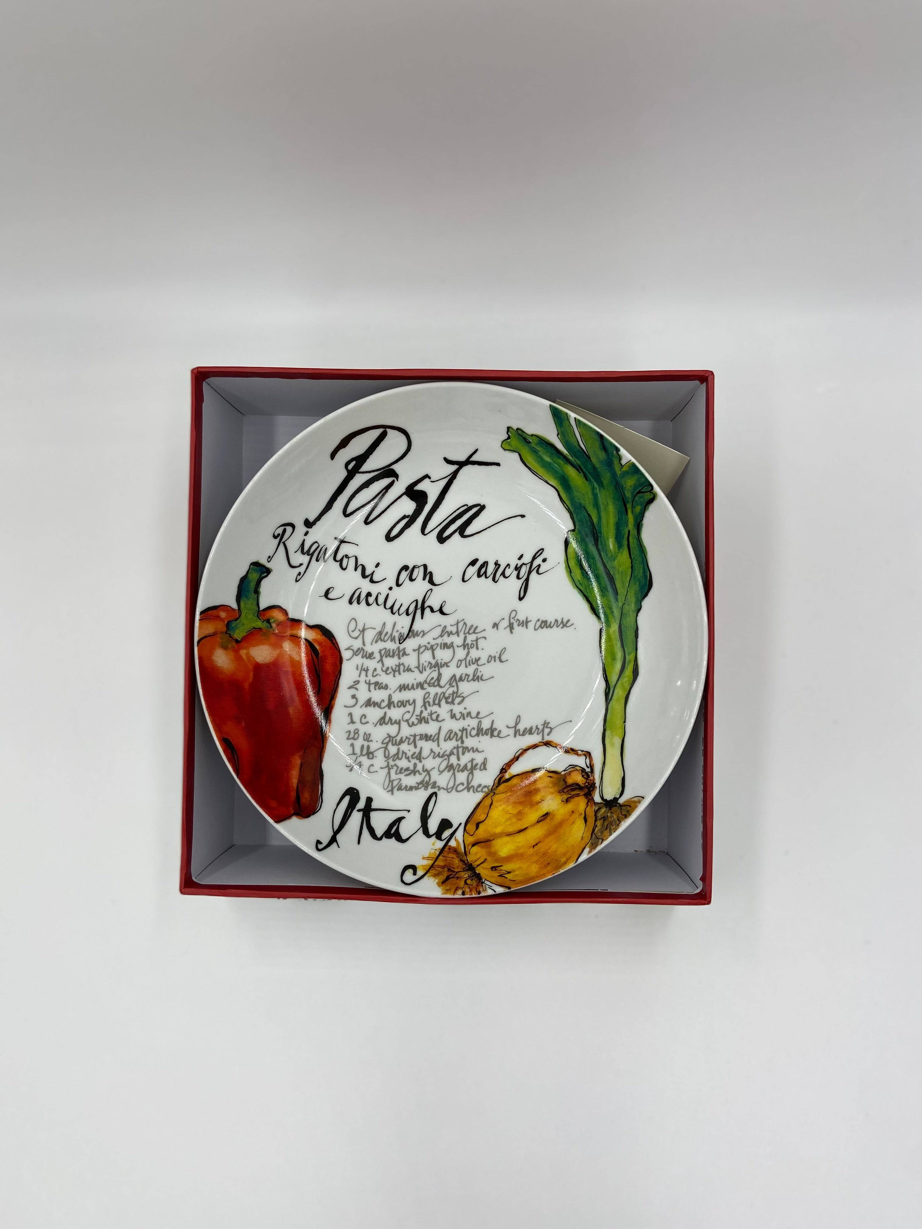 Rosanna Set of 4 Pasta/Serving Bowls - Red Pasta Design (8 inch) - Olive Oil Etcetera