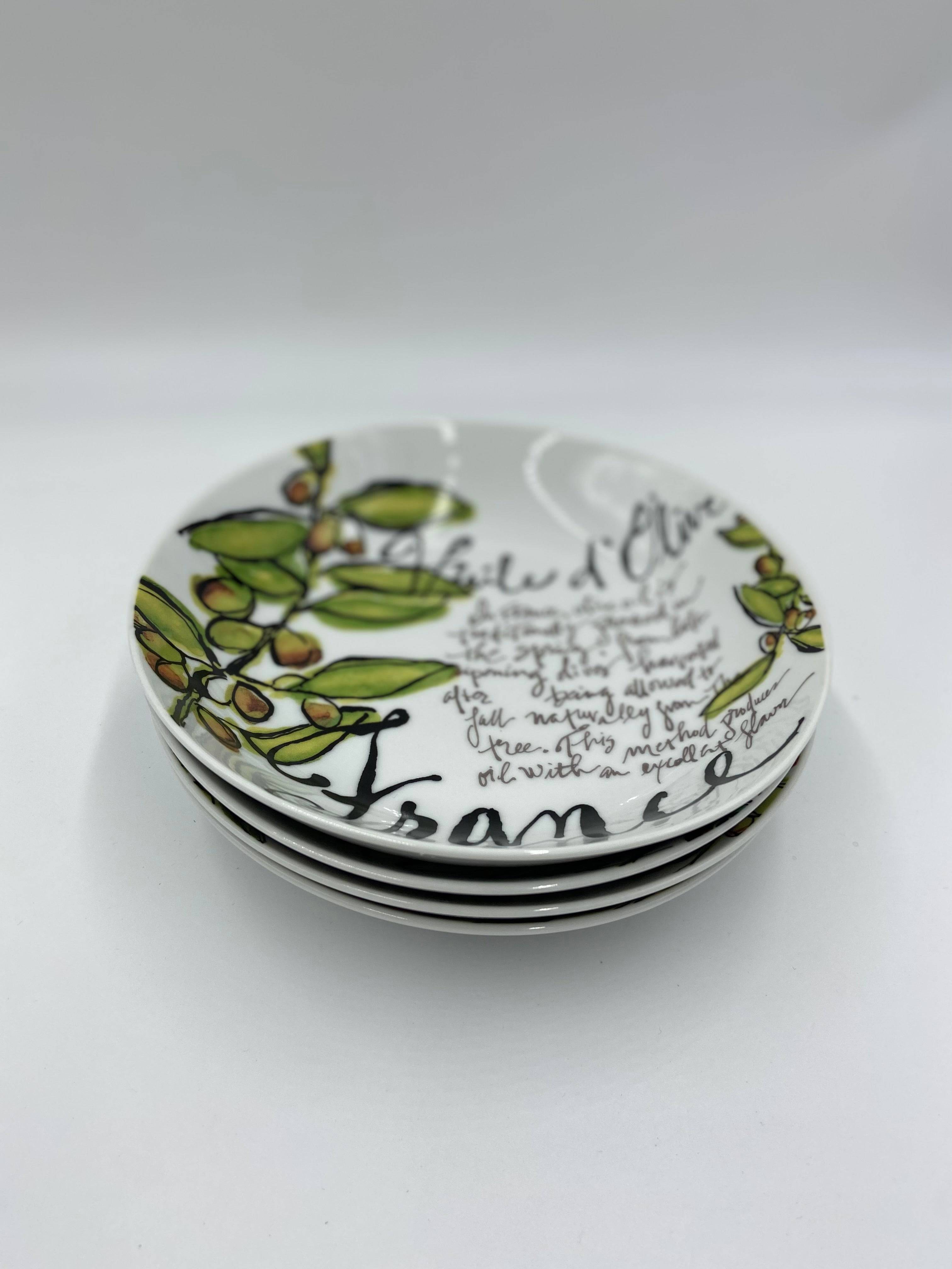 Rosanna Set of 4 Pasta/Serving Bowls - Green Olive Design (8.5 inch) - Olive Oil Etcetera