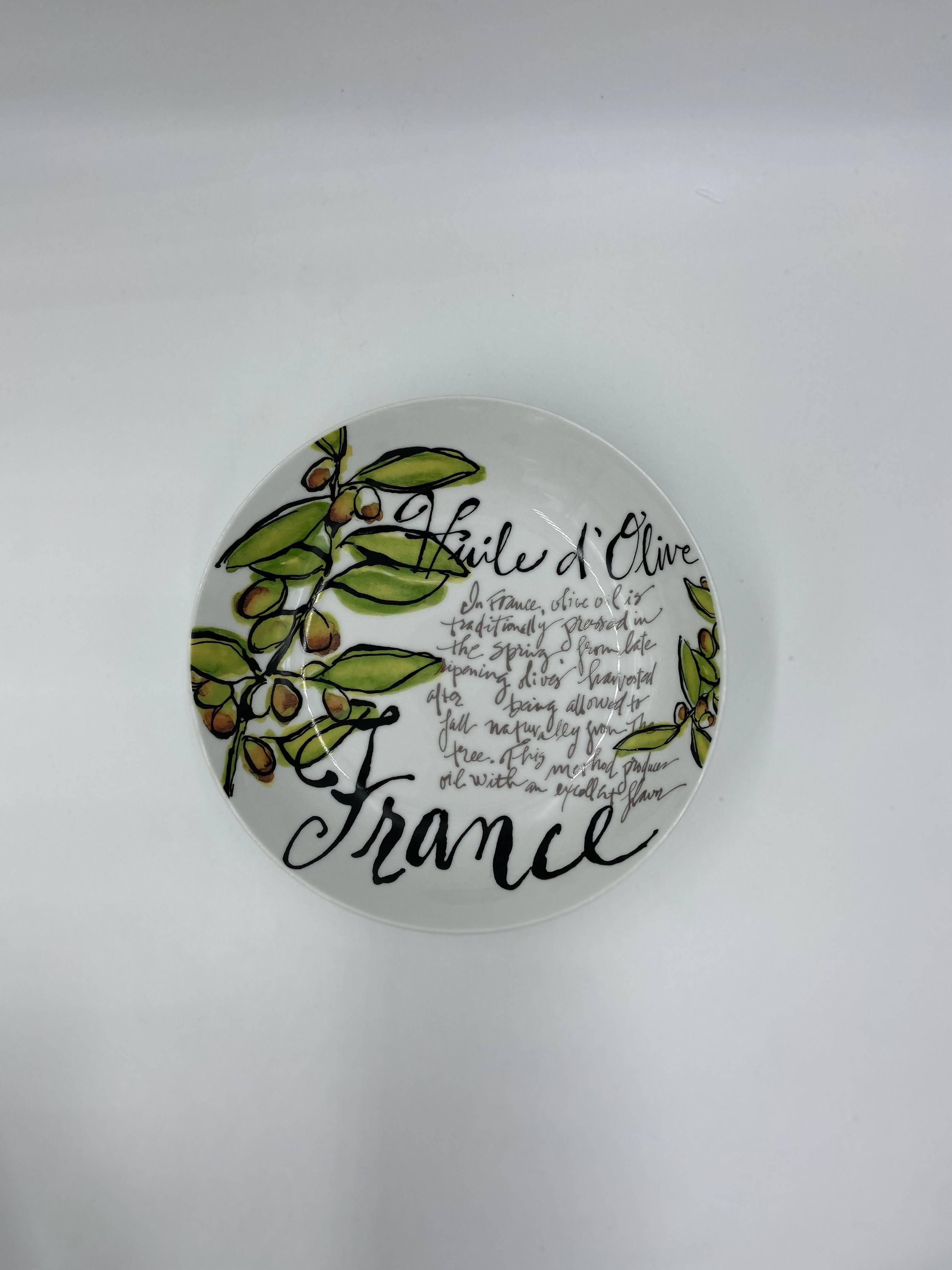 Rosanna Set of 4 Pasta/Serving Bowls - Green Olive Design (8.5 inch) - Olive Oil Etcetera