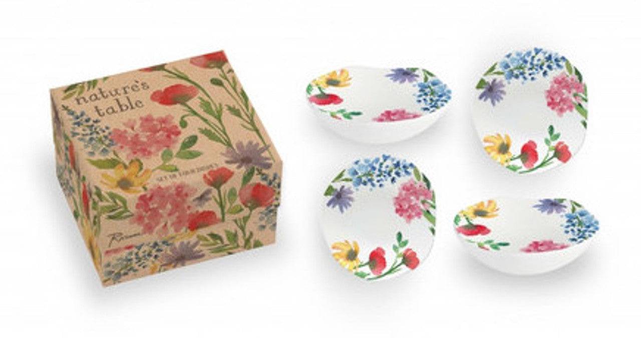 Nature's Table Floral Set of 4 Dipping Dishes - Olive Oil Etcetera