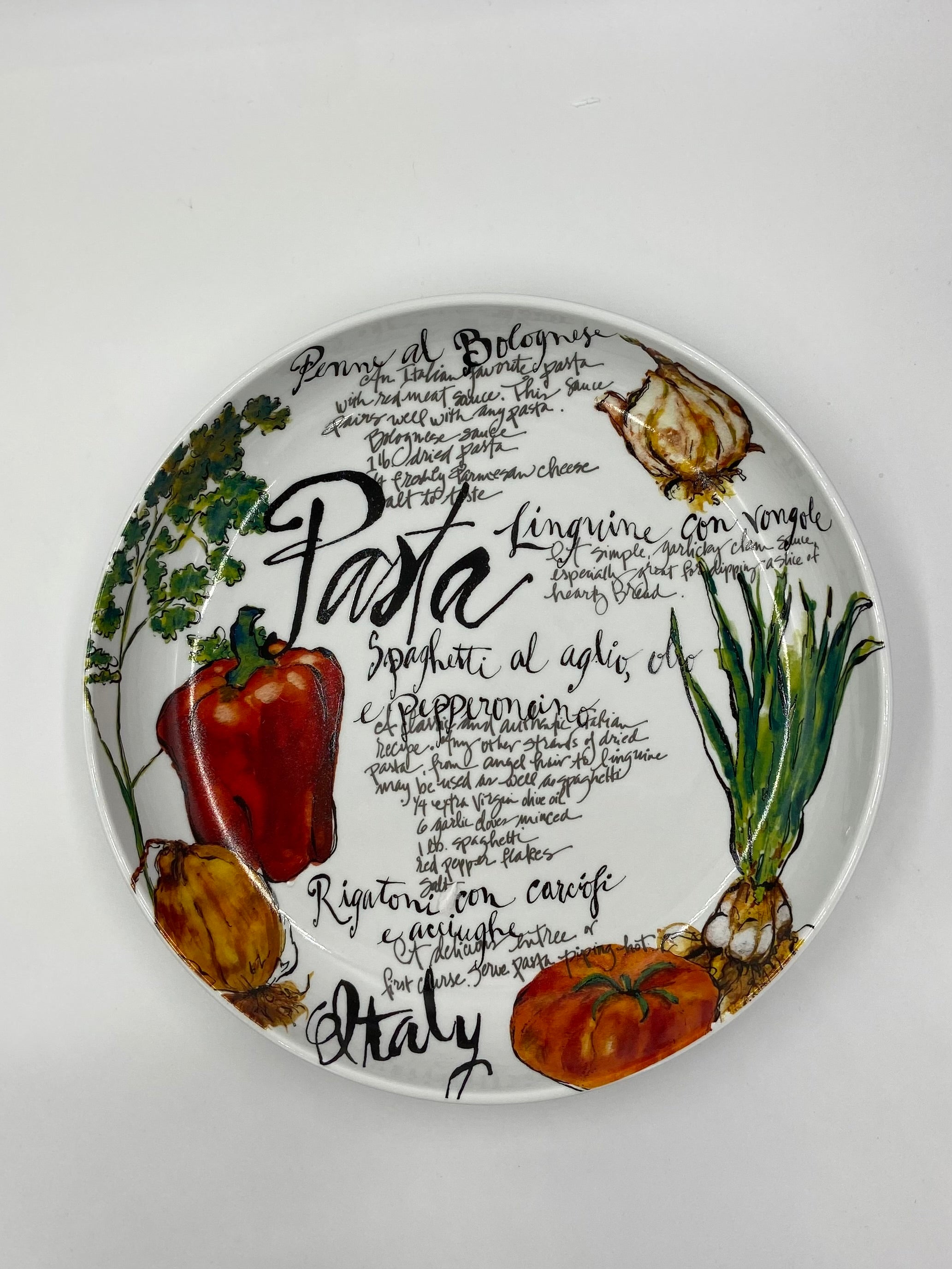 Pasta/Serving Bowl - Red Pasta Design (13 inch) - Olive Oil Etcetera