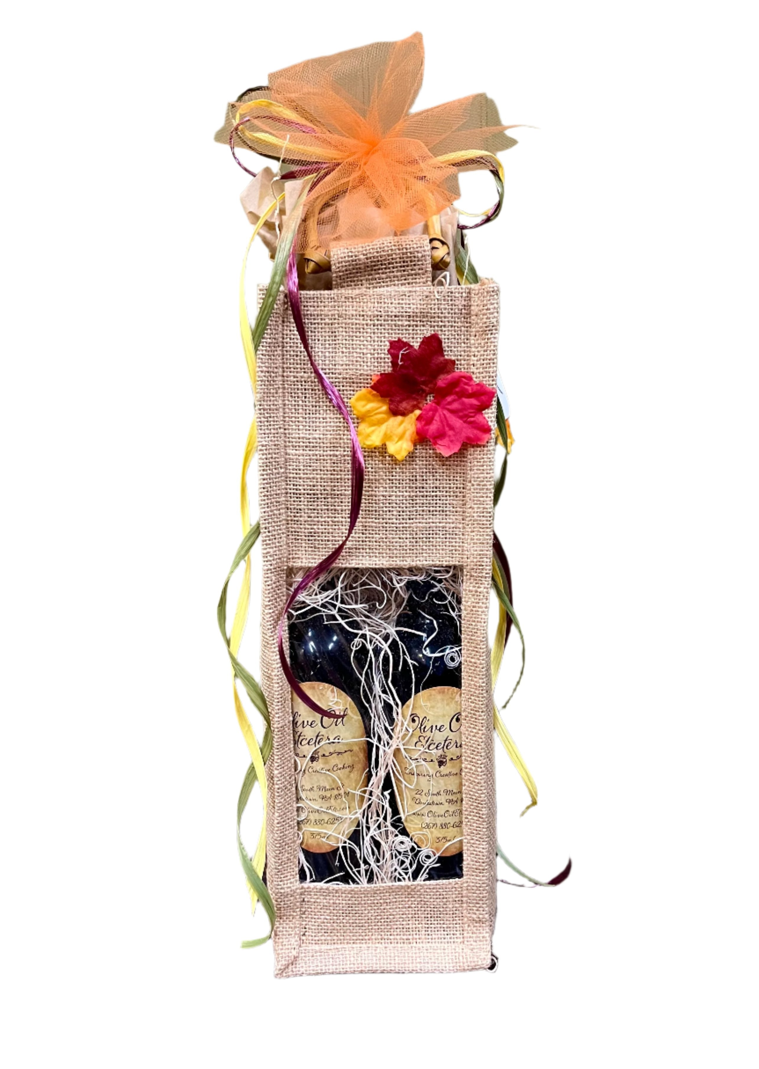 Fall Themed Burlap Bag Gift Set- 375mL - Olive Oil Etcetera 