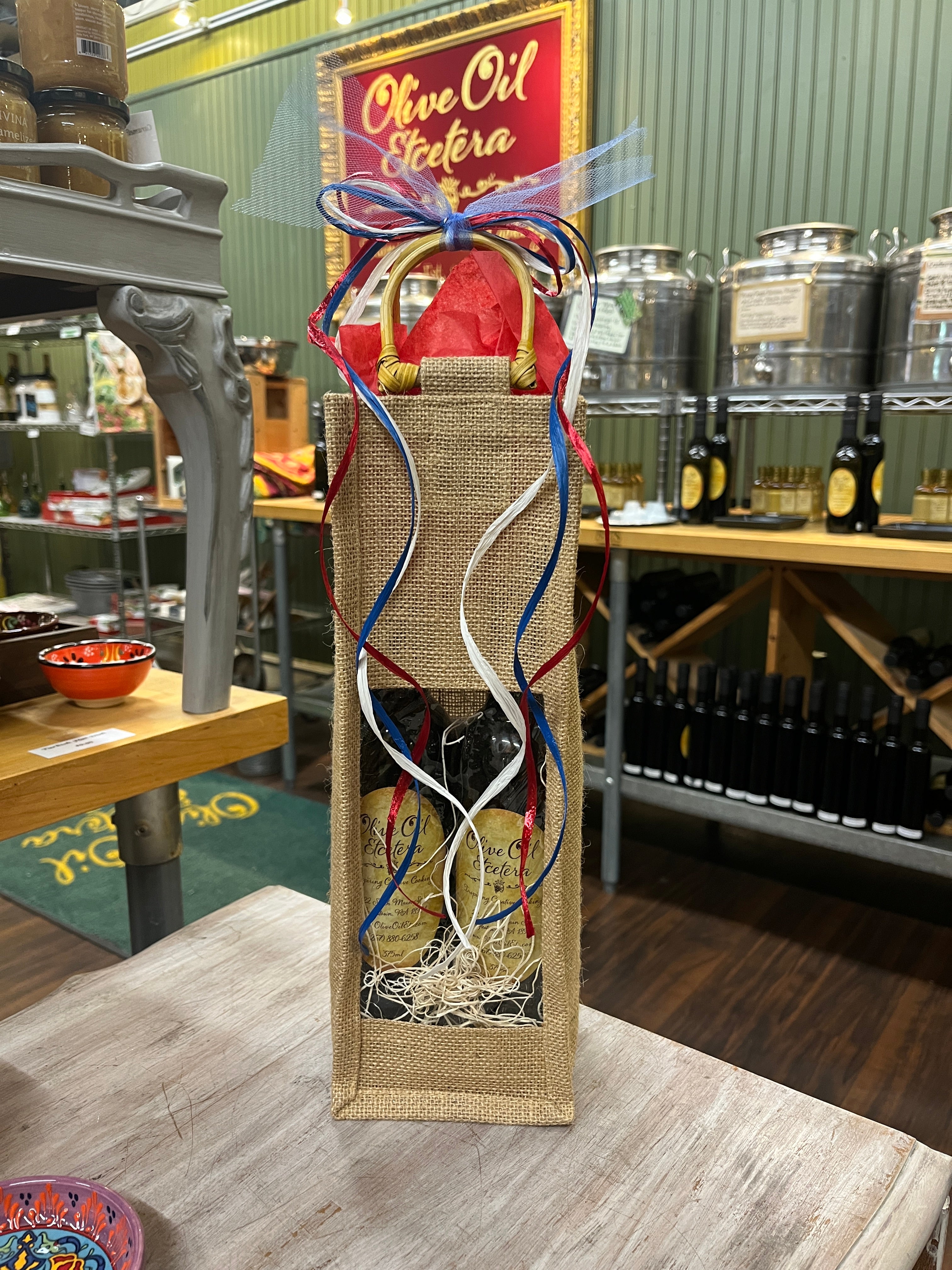 2 Bottle Burlap Bag - Olive Oil Etcetera 