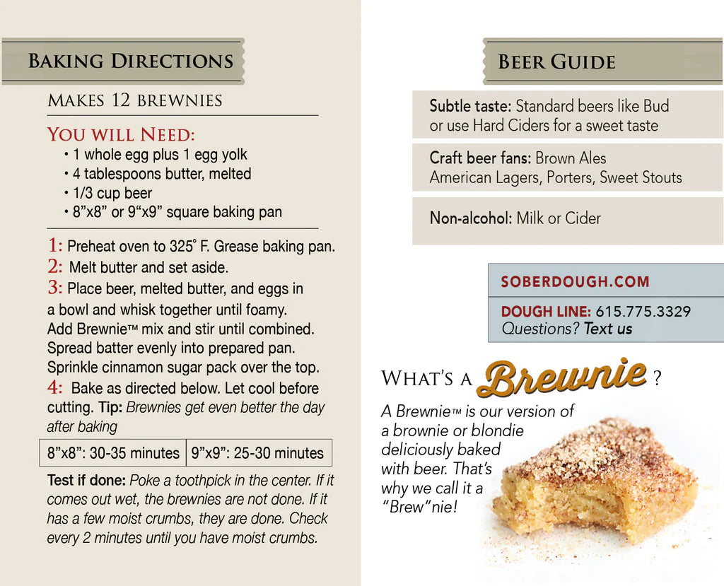 Soberdough Brew Bread Snickerdoodle Brewnies Mix Directions and Guide- Olive Oil Etcetera