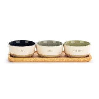 Demdaco Set of 3 Bowls with Wood Tray- This That and the Other - Olive Oil Etcetera 
