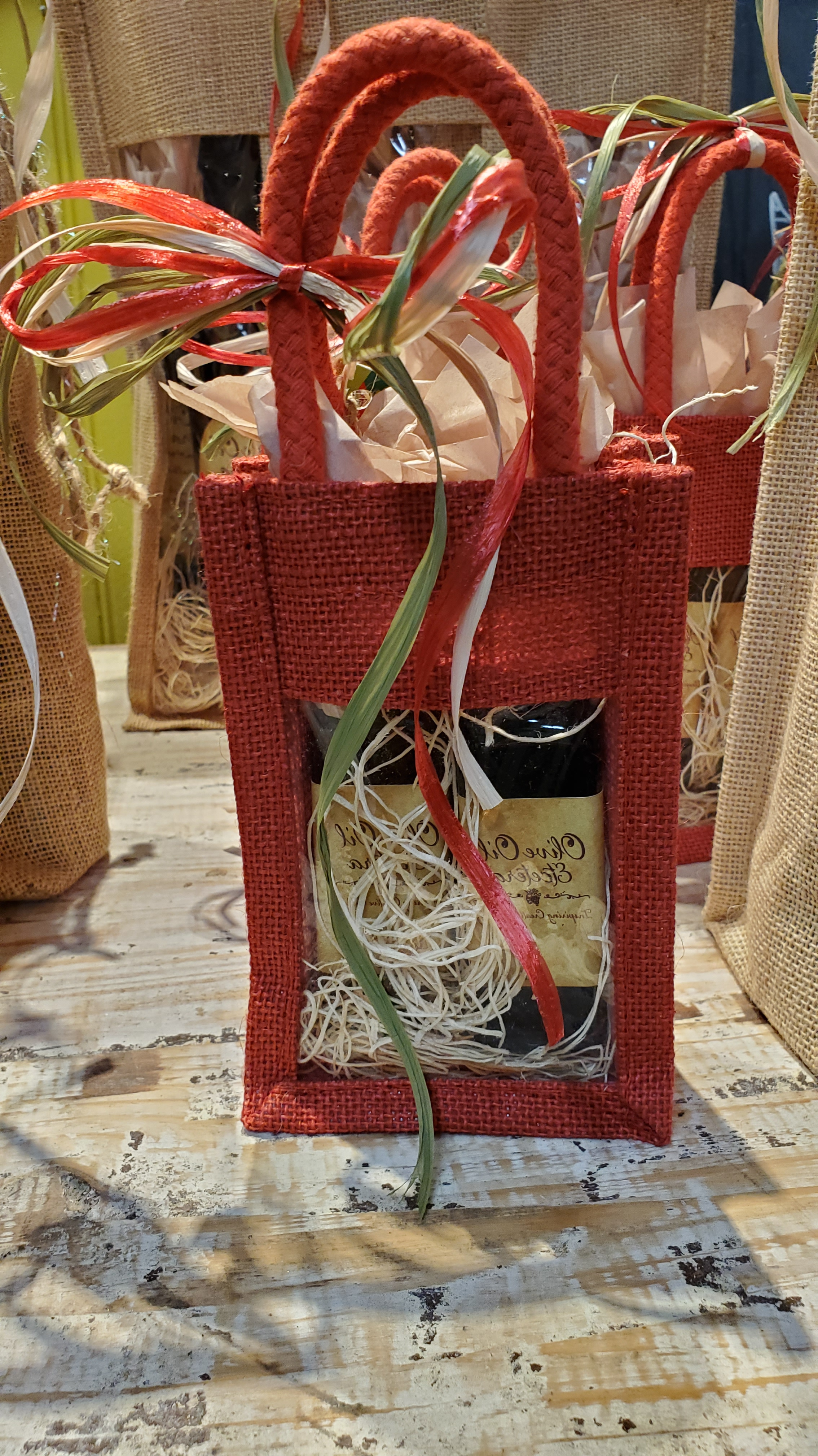 Burlap Sample bag - Olive Oil Etcetera - Bucks county's gourmet olive oil and vinegar shop